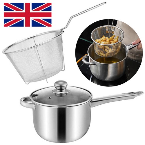 38cm stainless steel chip pan - steel,