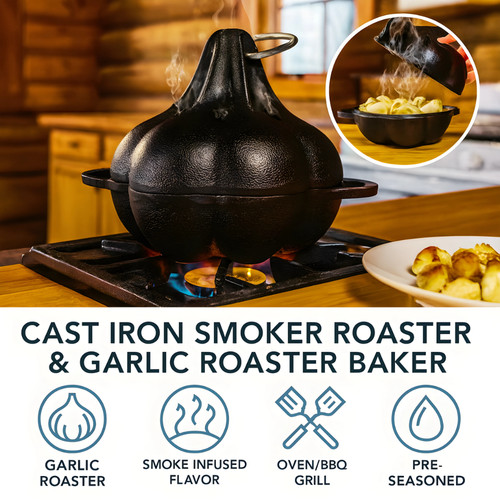 Cast iron garlic roaster - cast,