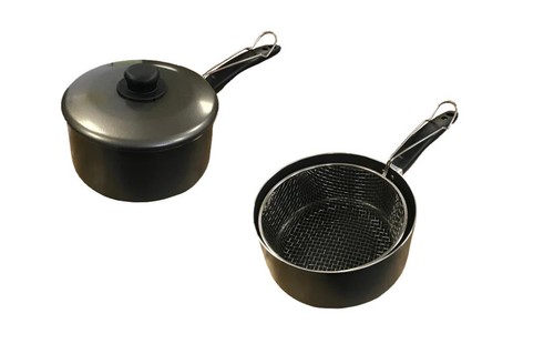Chips pan with frying basket - with,