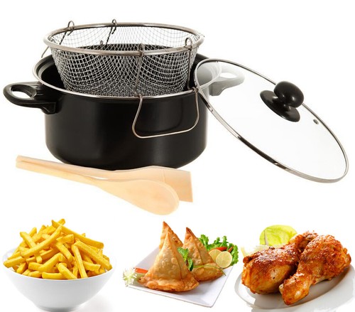 Black non stick chip pan - black, set